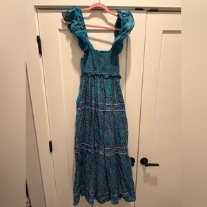 Cleobella Teal and Pink Floral Maxi Dress